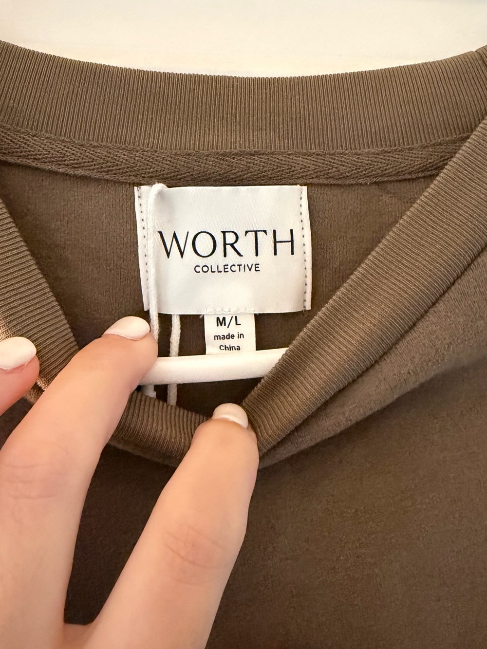 Worth Collective Olive Brown Lounge Set - Oversized Sweatshirt & Wide Leg Pant - Picture 7 of 11
